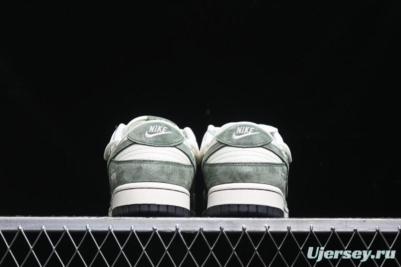 Nike SB Dunk Low Stussy Collaboration - Patina Green Lace-Up Anniversary Custom Low-Top Casual Skate Shoes - XS1186-105