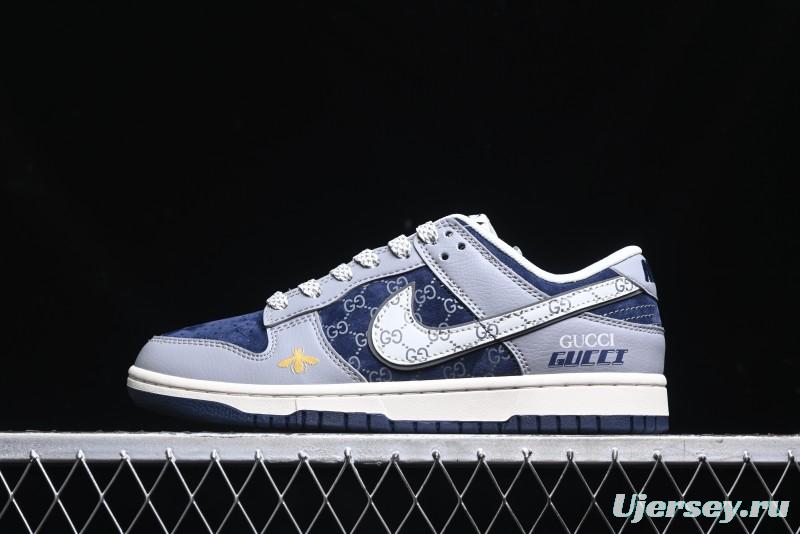 Nike SB Dunk Low Gucci Collaboration - Small Bee Pattern White Swoosh Anniversary High-End Custom Low-Top Casual Sneakers - FC1688-195