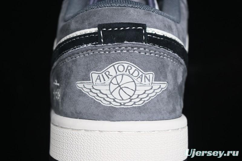 Nike Air Jordan 1 Low Stussy Collaboration Pig Grey Black Swoosh Custom Retro Basketball Shoes - SJ9950-029