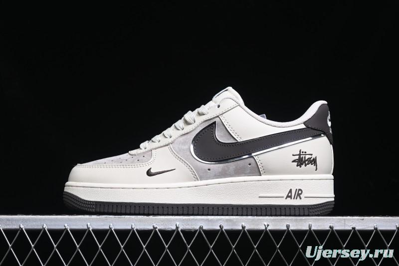 Nike Air Force 1 '07 Low Stussy Collaboration - White Black Sole Low-Top Casual Sneakers - XZ6188-279