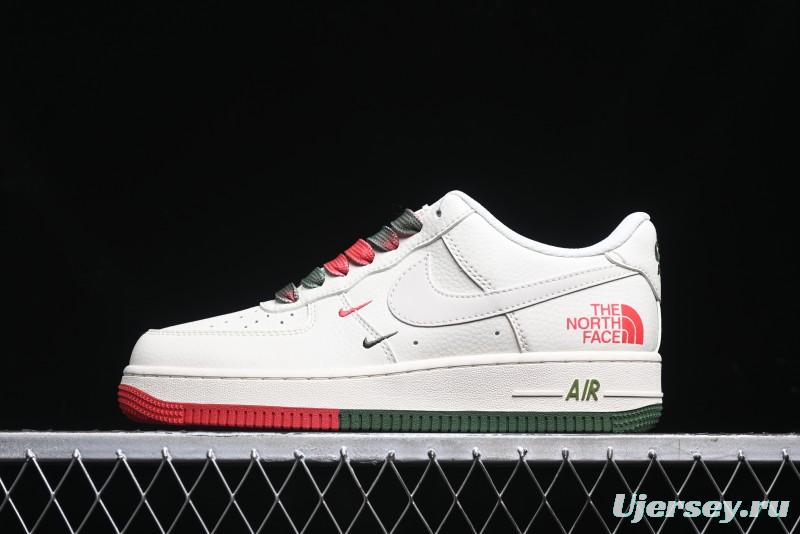 Nike Air Force 1 '07 Low The North Face Collaboration - Beige Red Green Color Block Low-Top Casual Sneakers - XZ6188-011