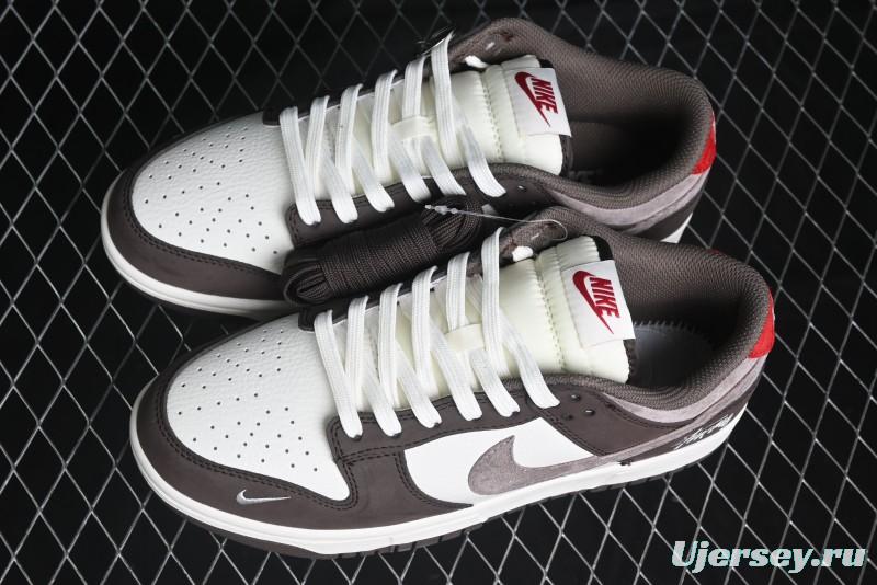 Nike SB Dunk Low Stussy Collaboration - Beige Brown Swoosh Anniversary High-End Custom Low-Top Casual Skate Shoes - SF1029-408