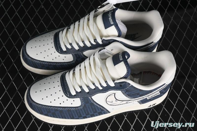 Nike Air Force 1 '07 Low Supreme Casual Sneakers in White-Blue Shadow - KK1988-009