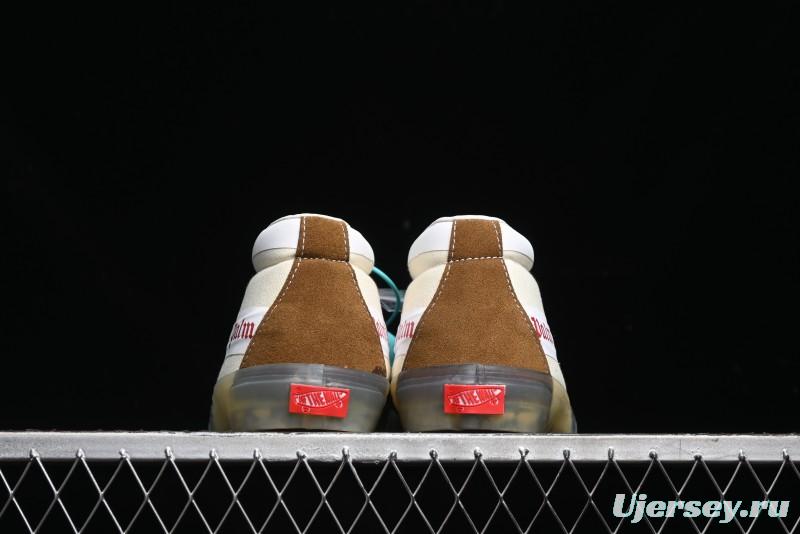 Palm Angels x Vans Sk8-Mid Collaboration Mid-Top Skate Shoes with Distressed Sole - VN000CRPGRN