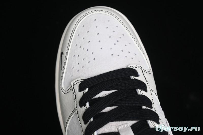 Nike SB Dunk Low Supreme Collaboration - Black Stitch Mini Swoosh Custom Low-Top Casual Skate Shoes - XX3186-302