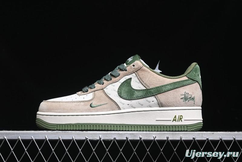 Nike Air Force 1 '07 Low Stussy Collaboration Light Brown Green Low-Top Casual Sneakers - XZ6188-666
