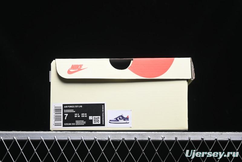Nike Air Force 1 '07 Low Stussy Collaboration - Navy Red Print Casual Sneakers - XZ6188-350