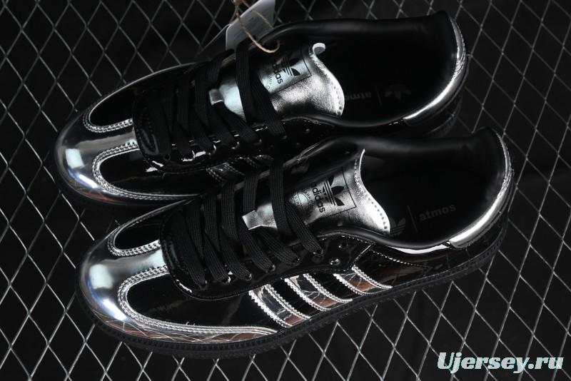 Adidas Samba Atmos IH3364 Patent Leather Black Silver Casual Sneakers