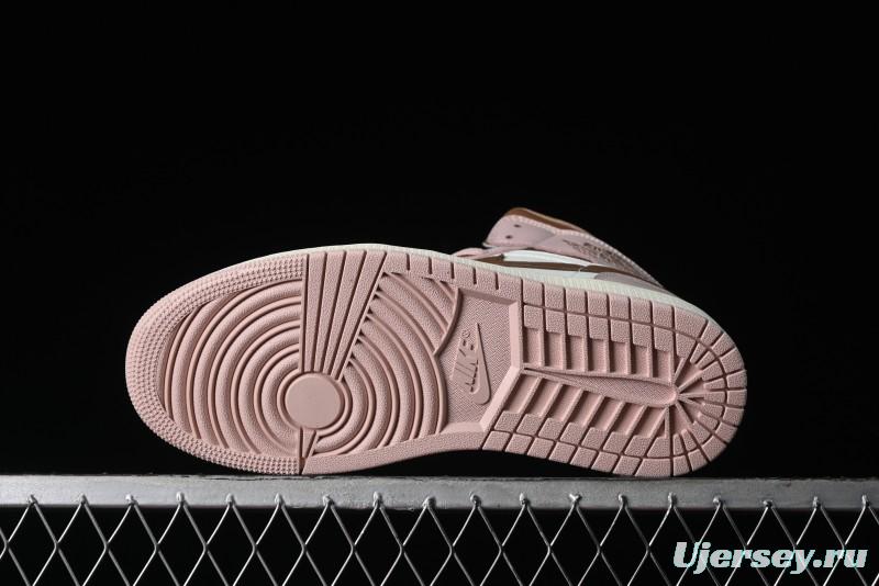 Nike Air Jordan 1 Mid AJ1 Basketball Shoes in Khaki Pink - BQ6472-620