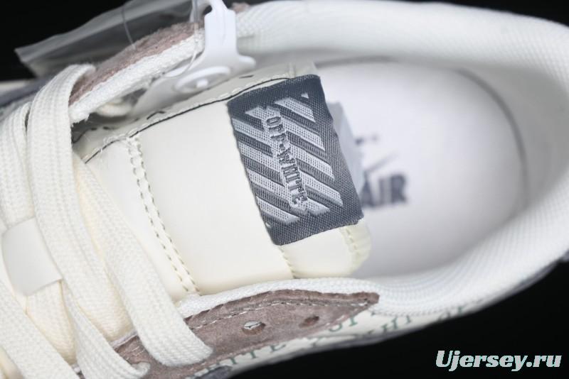 Nike Travis Scott x Fragment Design x Air Jordan 1 Low OG SP AJ1 OF Collaboration - Latte Grey Low Top Casual Sneakers - SJ2068-109