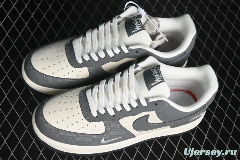 Nike Air Force 1 '07 Low Stussy Collaboration - Light Bone Shadow Low-Top Casual Sneakers - DF0180-008