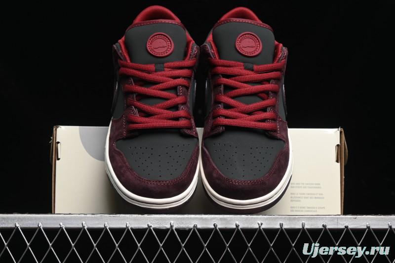 Nike SB Dunk Low Bordeaux Red Skate Shoes Collaboration with Riot Skateshop - FZ1289-200