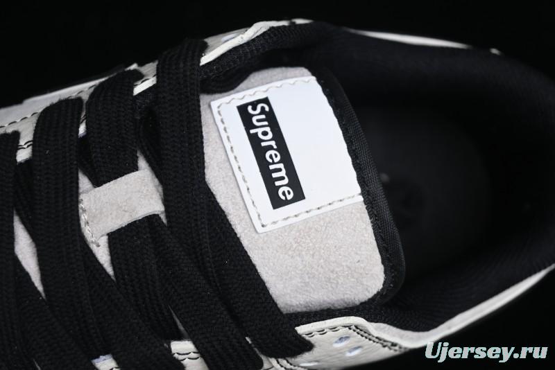 Nike SB Dunk Low Supreme Collaboration - Black Stitch Mini Swoosh Custom Low-Top Casual Skate Shoes - XX3186-302