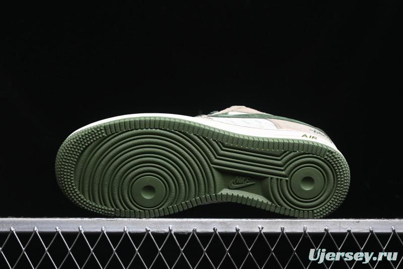 Nike Air Force 1 '07 Low Stussy Collaboration Light Brown Green Low-Top Casual Sneakers - XZ6188-666