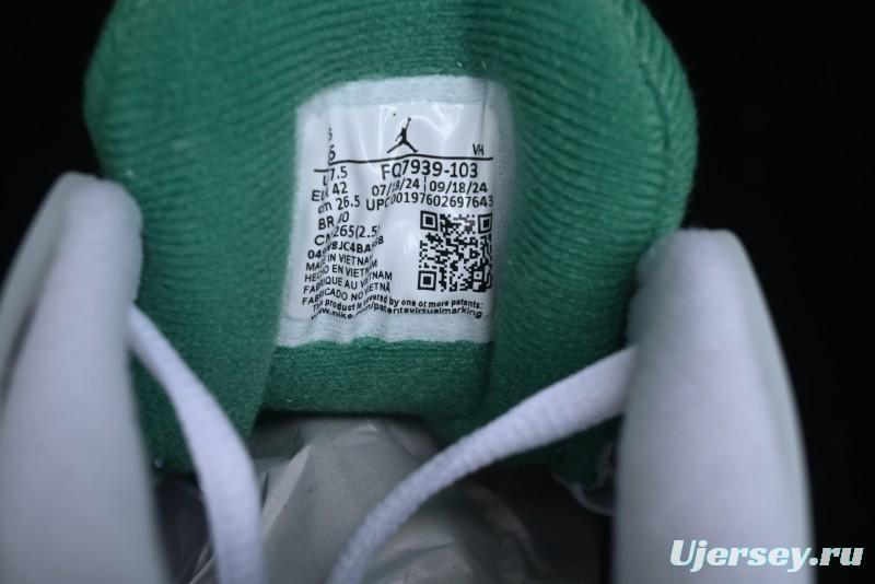 Nike Air Jordan 4 Remastered AJ4 Retro Sneakers in White Green with Gum Sole - FQ7939-103