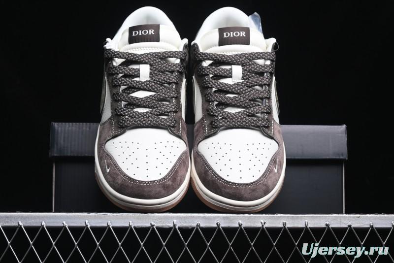 Nike SB Dunk Low Dior Collaboration - Chestnut Anniversary High-End Custom Low-Top Casual Sneakers - XS1086-007