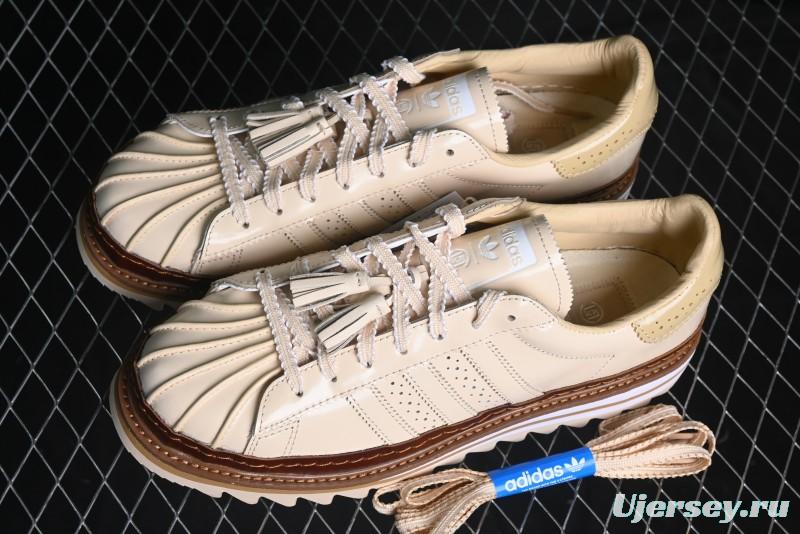Adidas Superstar Clot Collaboration JQ6117 Preppy Style Shell Toe Casual Sneakers with Perforated Leather Upper - JQ6117