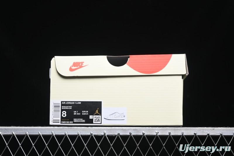 Nike Air Jordan 1 Low AJ1 Stussy Collaboration - Premium Customized Pigskin Grey Line Retro Basketball Shoes - DM9188-005