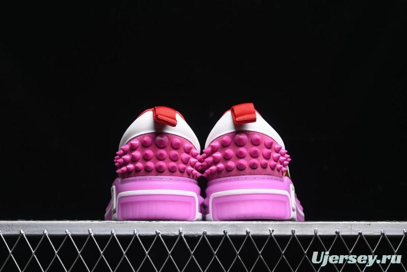 Christian Louboutin Funnyto Flat French Luxury Brand Low-Top Sneakers in Purple Color Block - X.D4