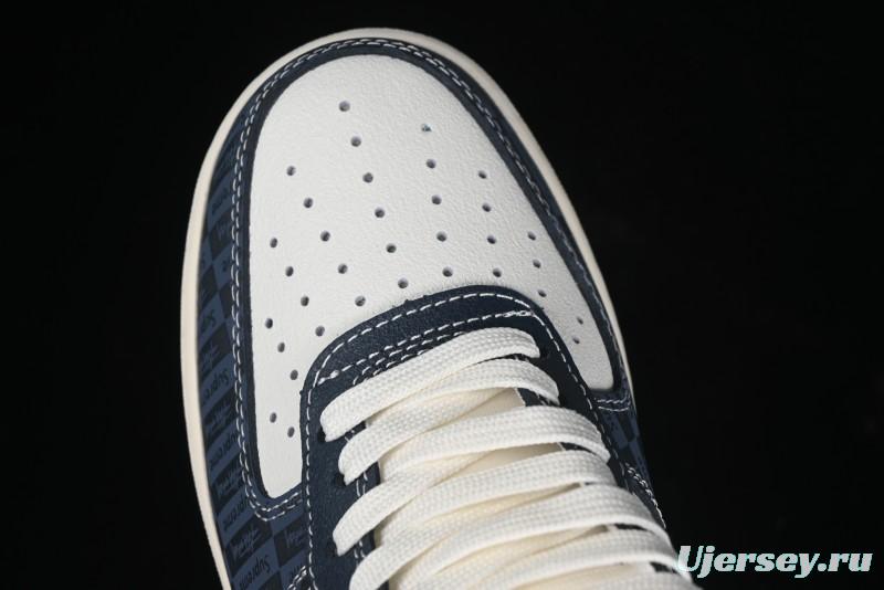 Nike Air Force 1 '07 Low Supreme Casual Sneakers in White-Blue Shadow - KK1988-009