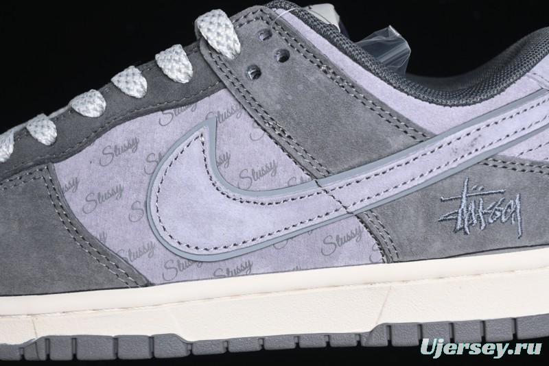 Nike SB Dunk Low Stussy Collaboration - Granite Grey Anniversary Custom Low-Top Casual Skate Shoes - XS1086-008