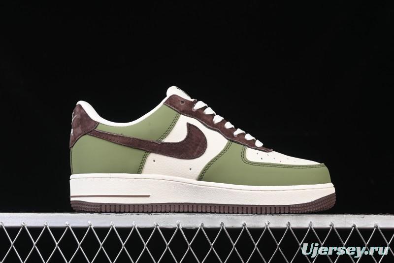 Nike Air Force 1 '07 Low Stussy Collaboration - Green Brown Low-Top Casual Sneakers - KK1988-038
