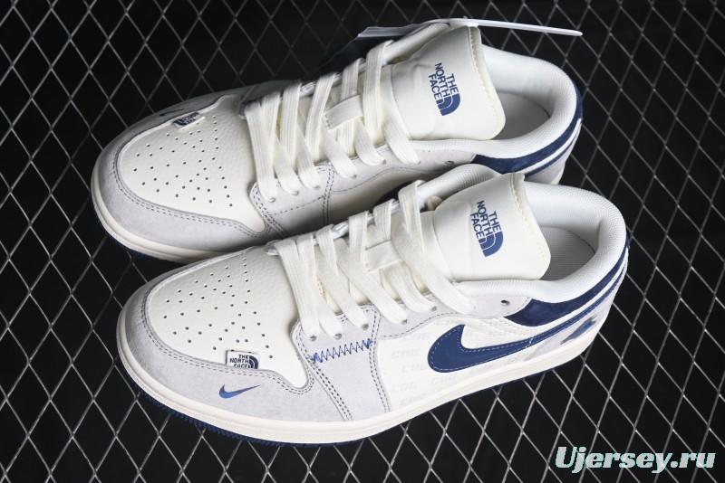 Nike Air Jordan 1 Low AJ1 The North Face Collaboration - Custom High-End Retro Basketball Shoes with Blue Swoosh - DM9188-010