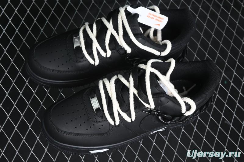Nike Air Force 1 '07 Low Black Deconstructed Utility Casual Sneakers - CW2288-763