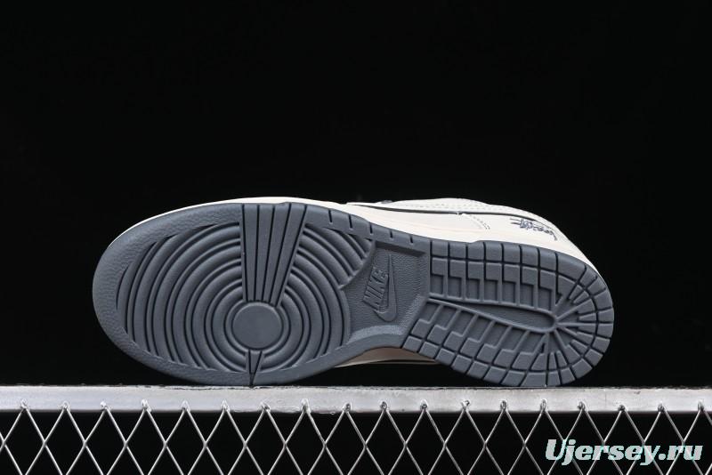 Nike SB Dunk Low Stussy Collaboration - Beige Grey Line Anniversary High-End Custom Low-Top Casual Sneakers - BB7518-007