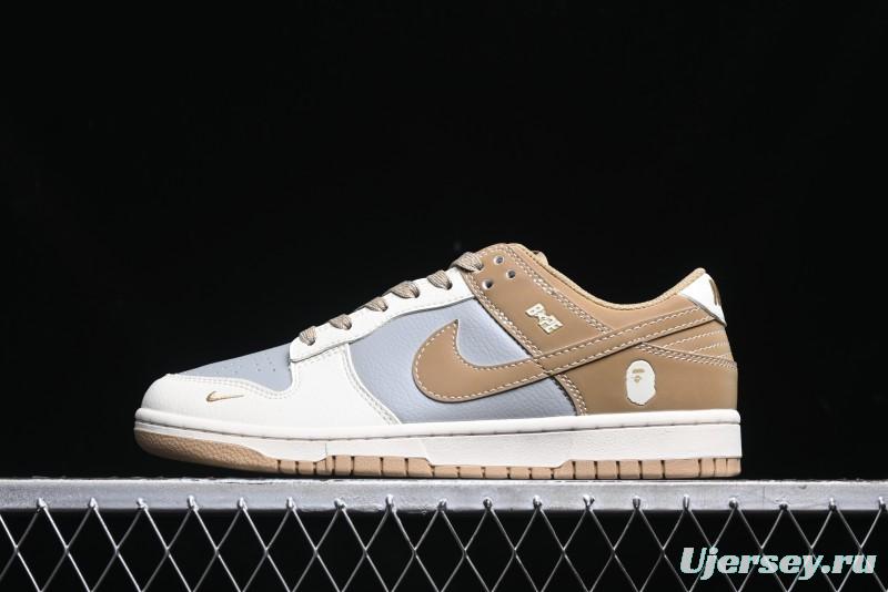 Nike SB Dunk Low BAPE Collaboration - Beige Grey Brown Anniversary Customized Low-Top Casual Sneakers - BB8969-006