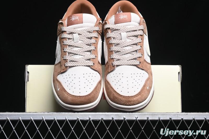 Nike SB Dunk Low Stussy Collaboration - Mummy Brown Anniversary Custom Low-Top Casual Sneakers - XX3168-601