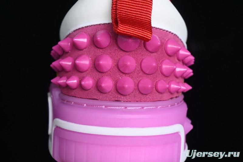 Christian Louboutin Funnyto Flat French Luxury Brand Low-Top Sneakers in Purple Color Block - X.D4