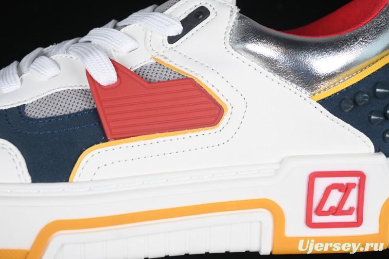 Christian Louboutin Funnyto Flat Comfortable Fashion Low-Top Sneakers in White Yellow Red - X.D4