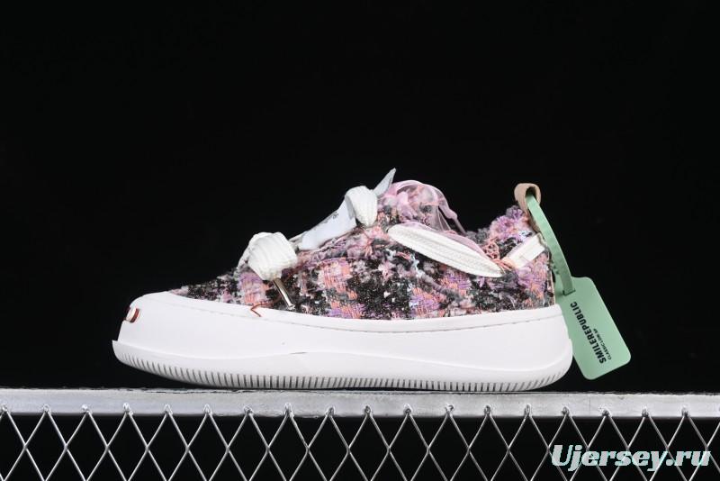 SMILEREPUBLIC SMILE Canvas Sneakers with Cut Wool Fringe and Unique Weaving - G.D4