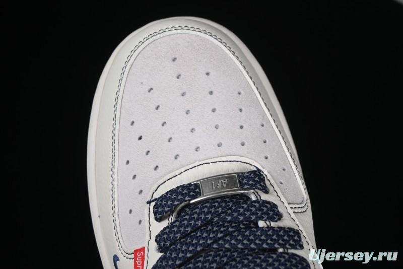Nike Air Force 1 '07 Low Supreme Collaboration Sneakers with Red Tab and Blue Swoosh - BB7518-021