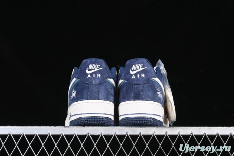 Nike Air Force 1 '07 Low Stussy Collaboration Light Blue White Transparent Swoosh Low-Top Casual Sneakers - DM6688-055
