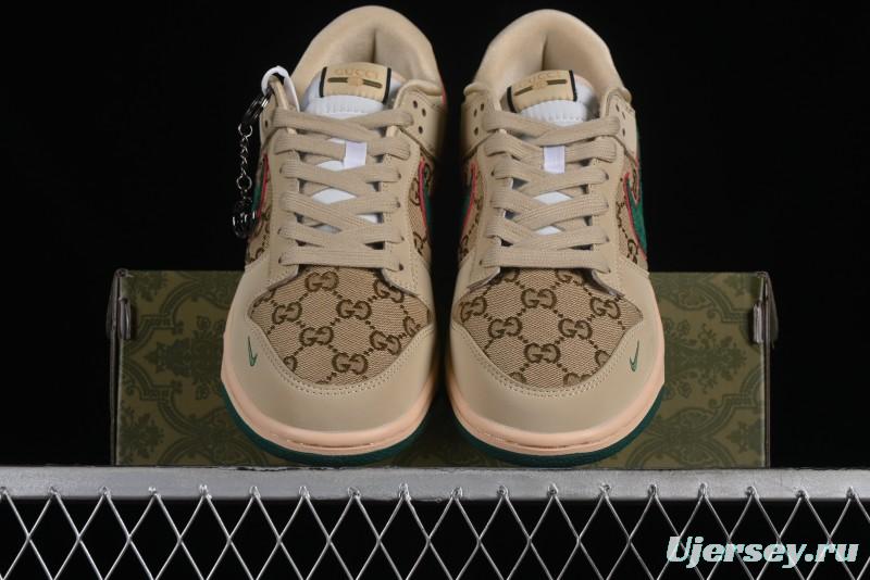 Nike SB Dunk Low Gucci Collaboration - Anniversary High-End Customized Low-Top Casual Sneakers - DQ1098-357