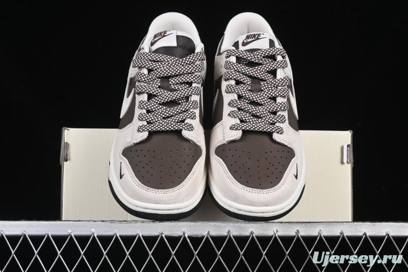 Nike SB Dunk Low Stussy Collaboration Brown Leather Swoosh Anniversary Custom Low-Top Casual Sneakers - DJ2024-062