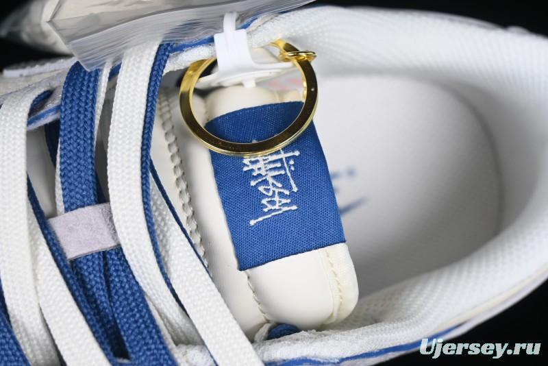 Nike SB Dunk Low Stussy Year of the Snake Collaboration Light Blue Silver Swoosh Anniversary Custom Low-Top Casual Sneakers - DM6868-010