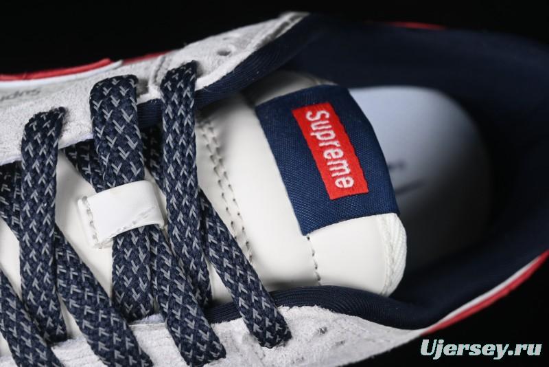 Nike SB Dunk Low Supreme Collaboration - Grey Pig Suede with Red Swoosh Anniversary Custom Edition Low-Top Casual Skate Shoes - CH8311-232