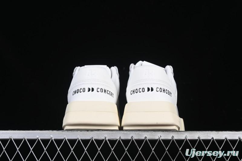 Choco Concert Leather Round Square Asymmetrical Fashion Sneakers White - AJE5