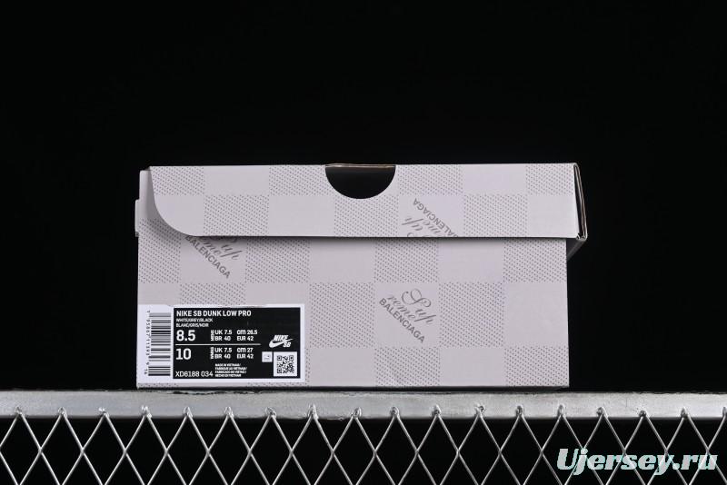 Supreme x Nike Dunk Low SB Casual Skate Shoes with Zoom Air Cushion - XD6188-034