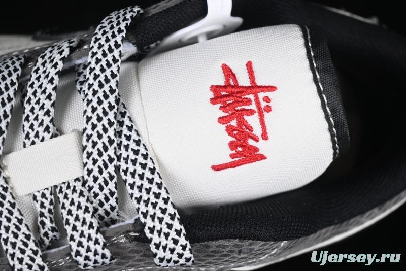 Nike Air Jordan 1 Low Retro Basketball Shoes with Custom Stussy Grey Snake Design - FC1688-202