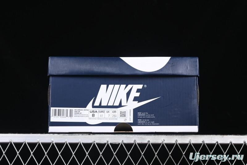 Nike Air Jordan 1 High OG "Midnight Navy" Basketball Shoes with Full Leather Construction - DZ5485-401