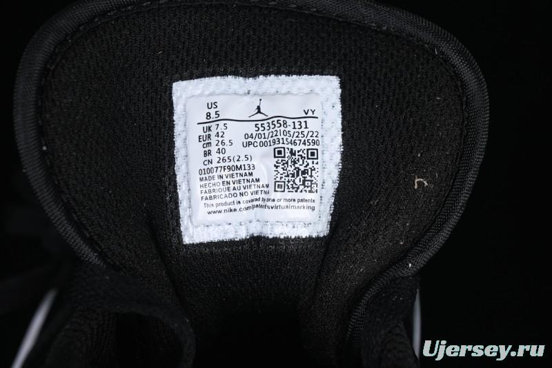 Nike Air Jordan 1 Low AJ1 Basketball Shoes in Black White Silver - 553558-131