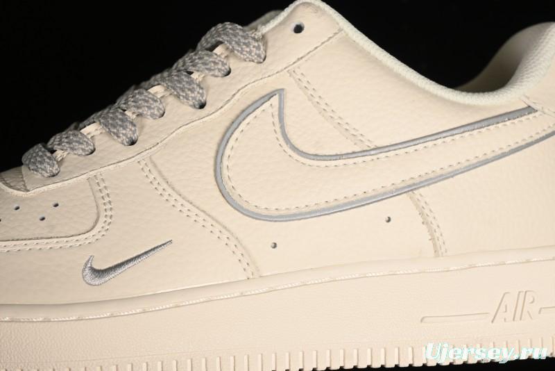 Nike Air Force 1 '07 Low Classic Grey Silver Swoosh Starry Sneakers - MJ0319-023