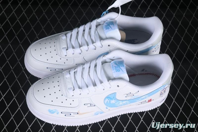 Nike Air Force 1 '07 Low Casual Sneakers with Erciyuan Hand-Painted Graffiti Lingzhu Aobing Design - HF0022-010