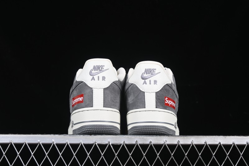 Nike Air Force 1 '07 Low Supreme Collaboration Grey Swoosh Red Tab Low-Top Casual Sneakers - CH6336-510