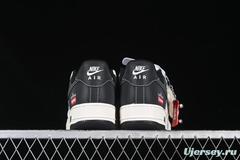 Nike Air Force 1 '07 Low Stone Island x Supreme Collaboration Beige Black Patchwork Low-Top Casual Sneakers - HH7518-042