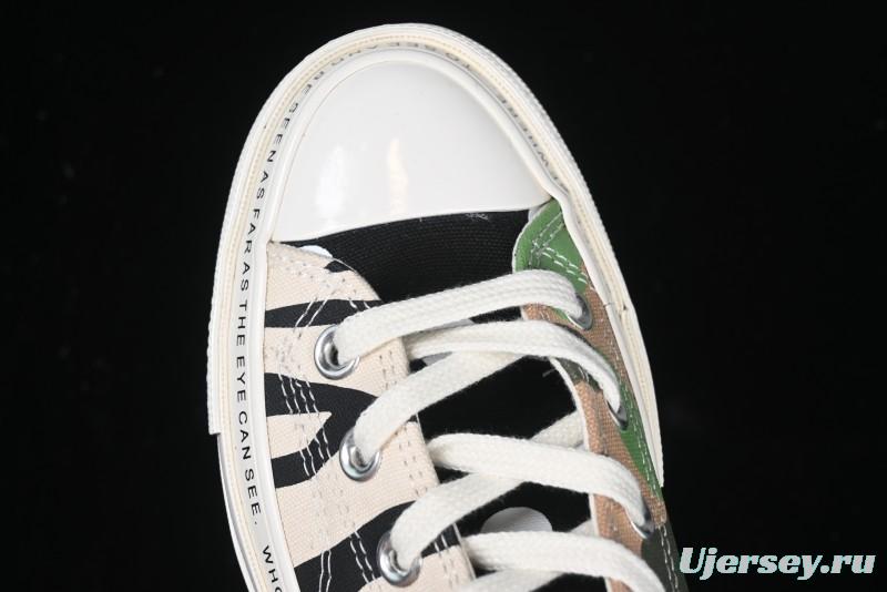 Converse x Brain Dead High Top Casual Sneakers with Mismatched Camouflage Design - A12219C